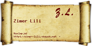 Zimer Lili névjegykártya